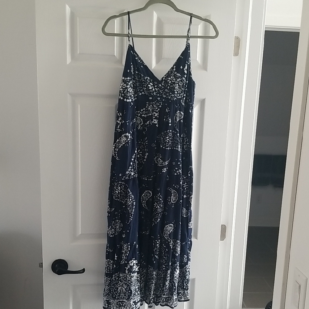 Patrons Of Peace Blue Sleeveless Spaghetti Strap Maxi Sundress